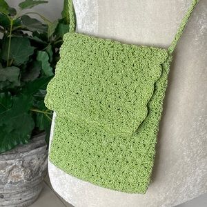 Pretty Apple Green Crocheted Bag